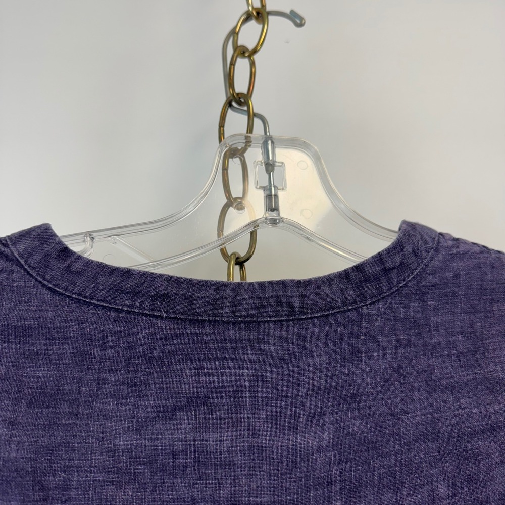 Malvin I Love Linen 100% Linen Shirt Dress Blue Button Front Roll Sleeve Sz L - Picture 13 of 13